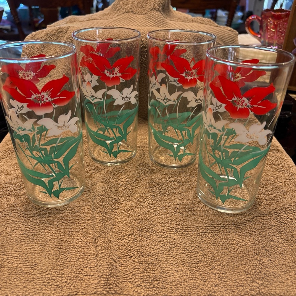 Vintage federal glass tumblers set of 4 total c-1